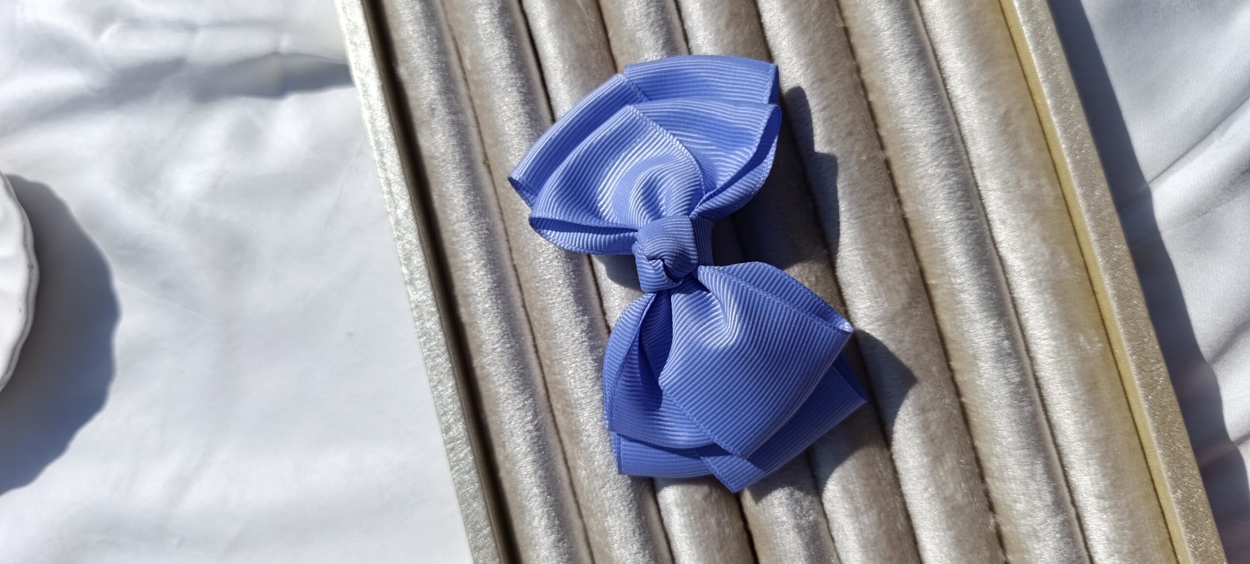 Cornflower Blue Ribbed Grosgrain Bow clip