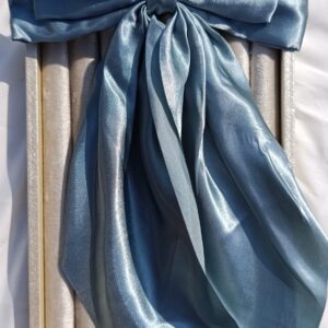 Azure Shimmer Satin Scarf-Bow
