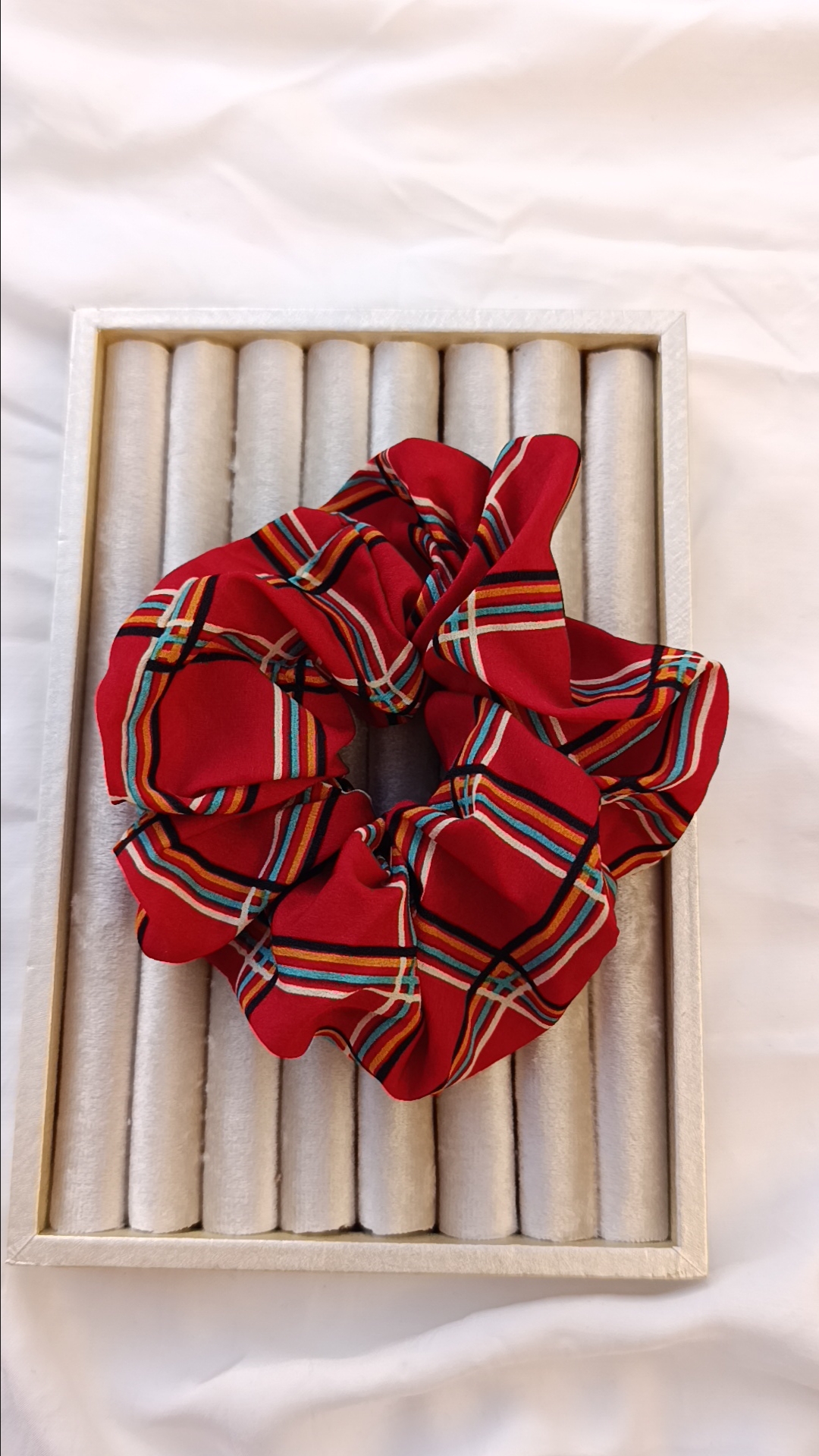 Crimson Heritage Plaid Scrunchie