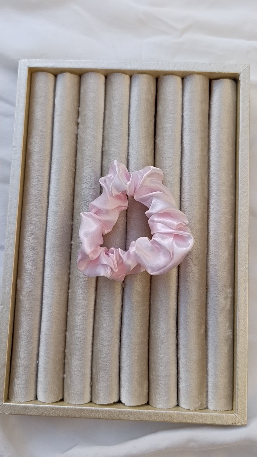 Pastel Pink Satin Scrunchie