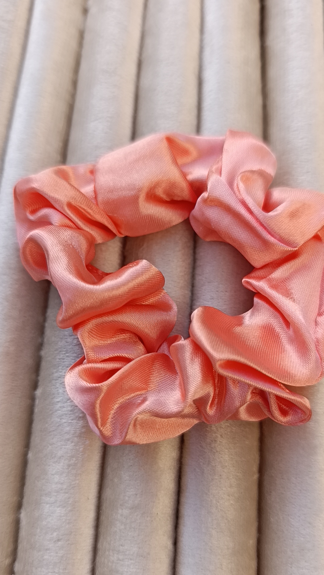Coral Satin Scrunchie - Image 3
