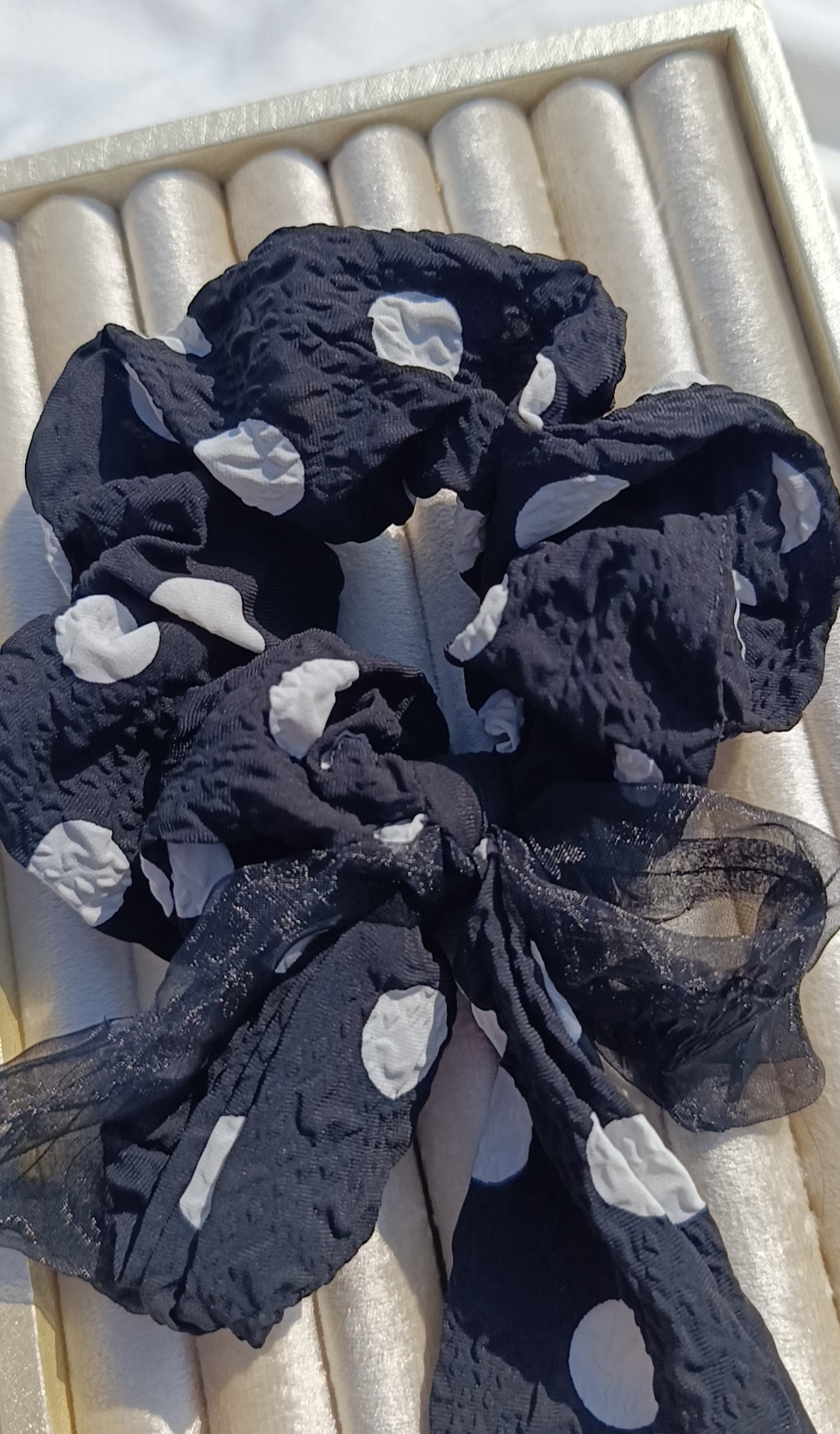 Reverse Polka Dot Textured Scrunchie - Image 2