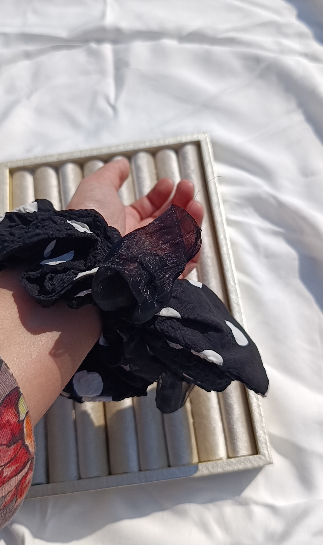 Reverse Polka Dot Textured Scrunchie - Image 3