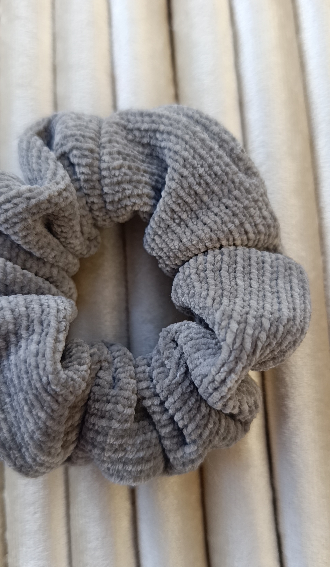Slate Grey Ribbed Corduroy Scrunchie - Image 3