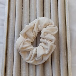 Cream Plush Velvet Scrunchie