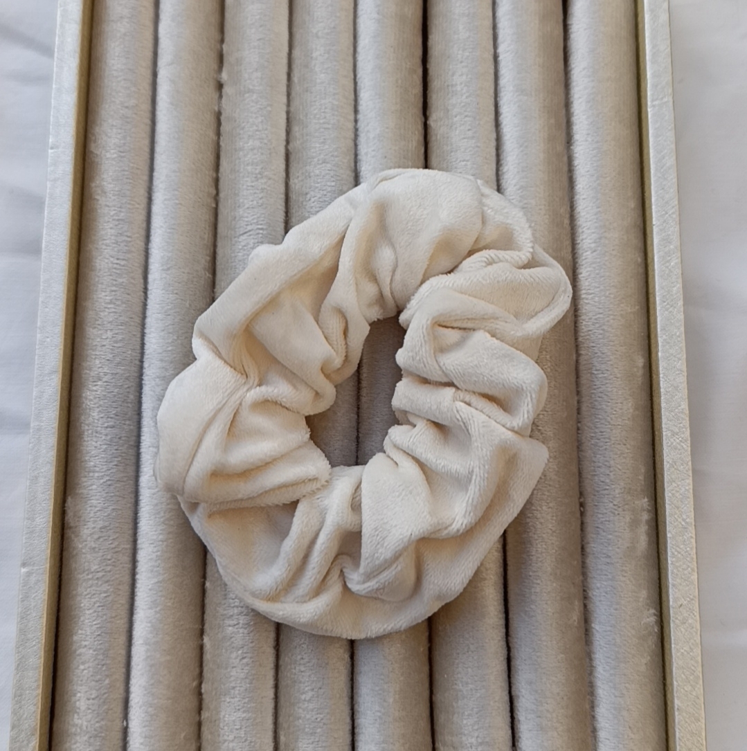 Cream Plush Velvet Scrunchie