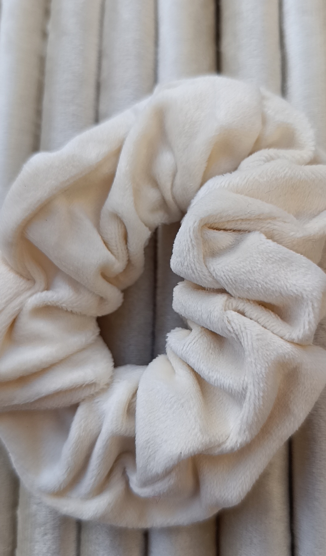 Cream Plush Velvet Scrunchie - Image 2