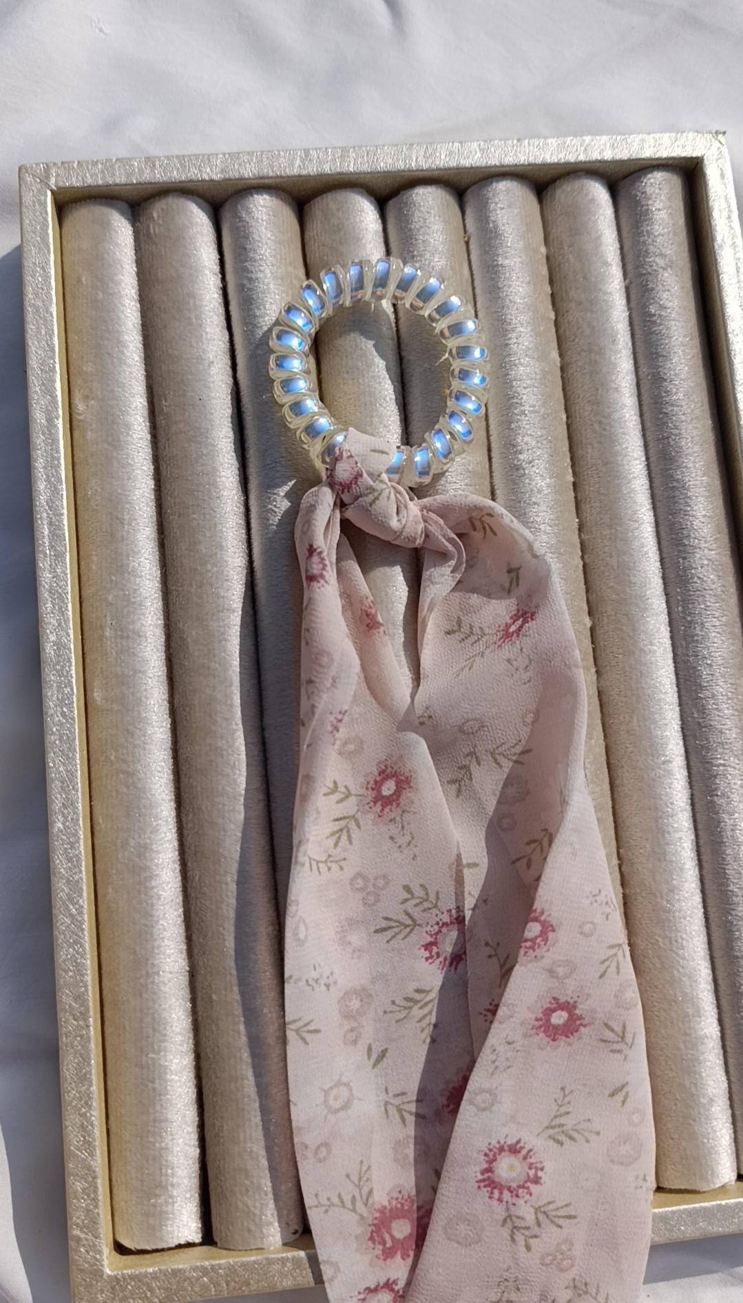 Dusty Rose Floral Spiral Hair Tie - Image 2