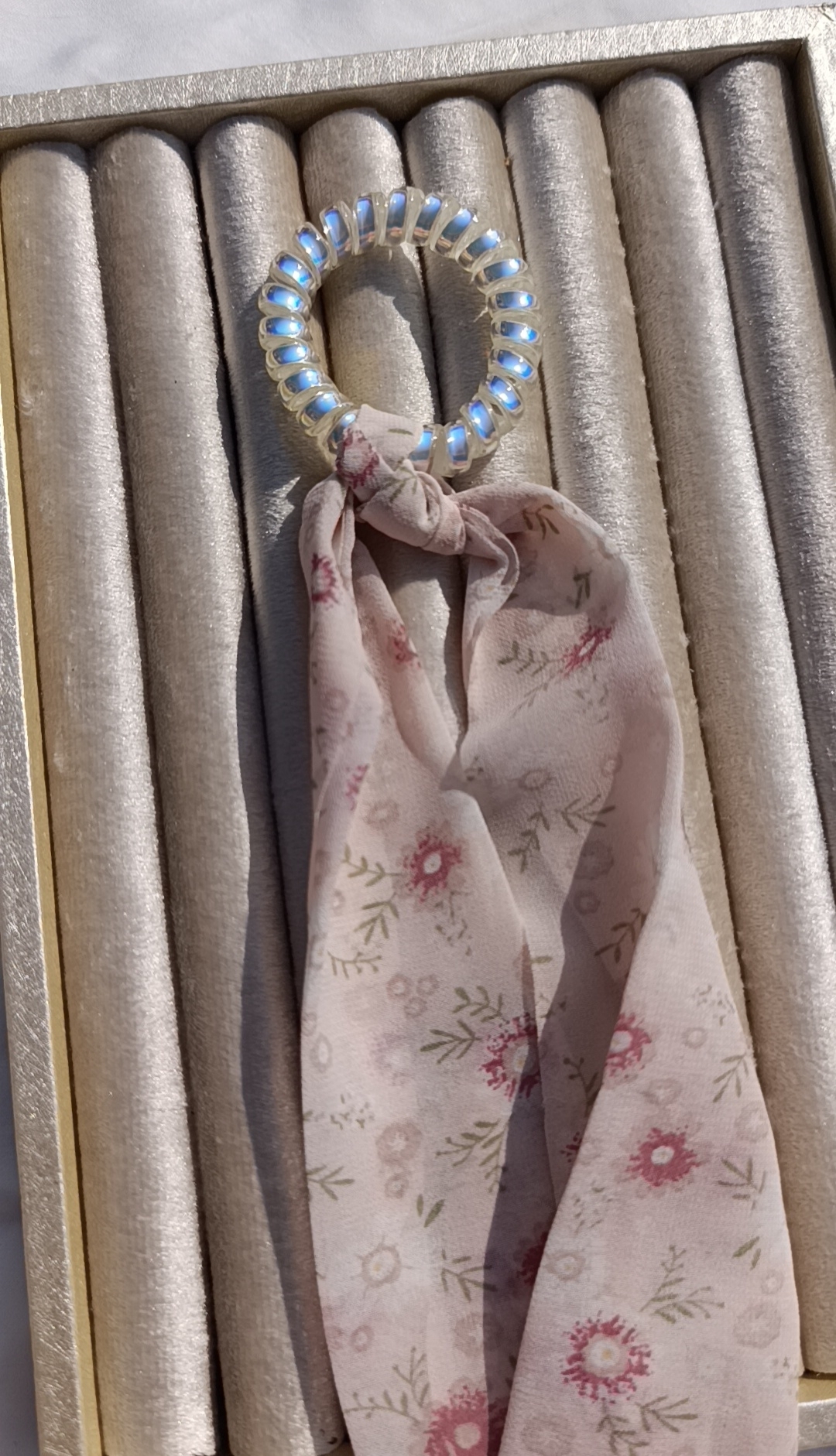 Dusty Rose Floral Spiral Hair Tie