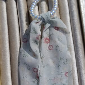 Seafoam green Floral Spiral Hair Tie