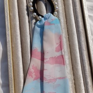 Watercolor Scarf Pearl Hair Tie