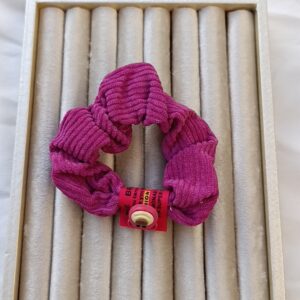 Corduroy Bear Charm Scrunchie