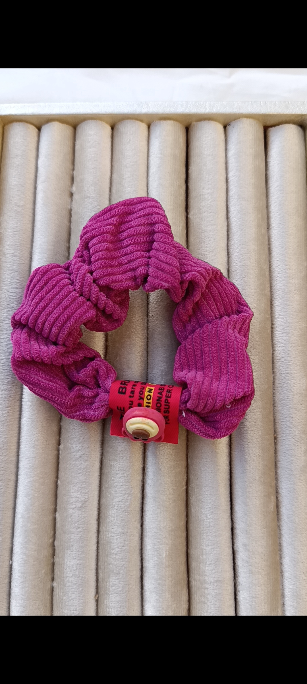 Corduroy Bear Charm Scrunchie - Image 2