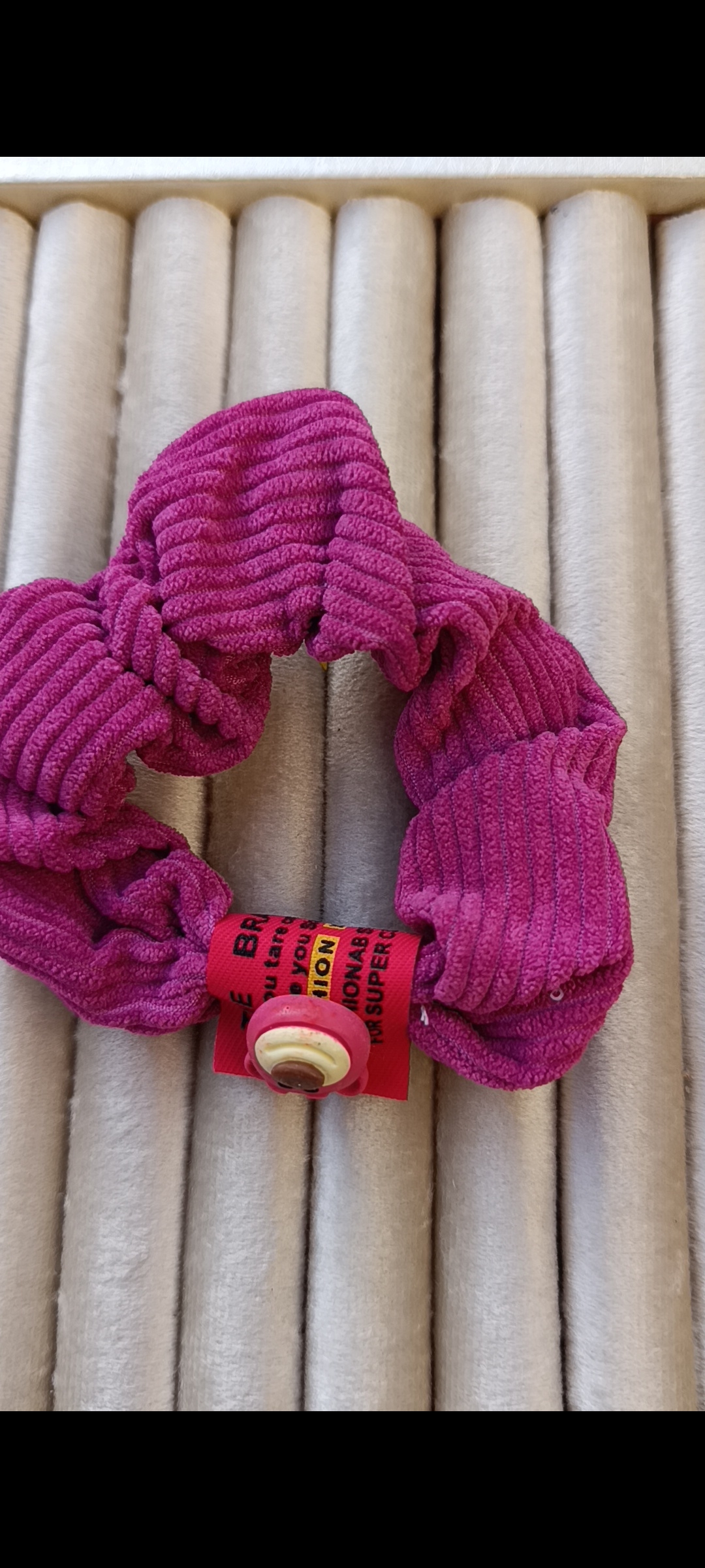 Corduroy Bear Charm Scrunchie - Image 3