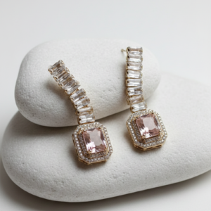 Peach Morganite Emerald-Cut Earrings