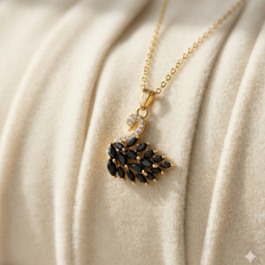 Black Crystal Swan Pendant Necklace