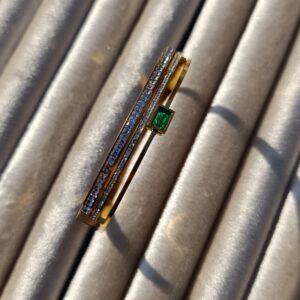 Emerald Accent Triple-Band Bangle