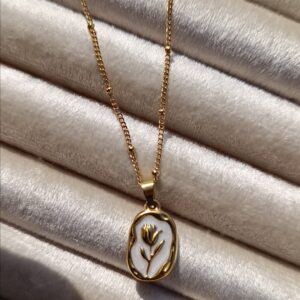 White Mother-of-Pearl Style Tulip Pendant