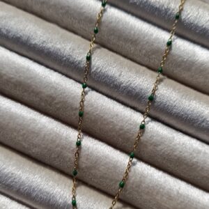 Green Enamel Beaded "Station" Chain