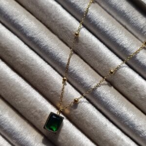 Beaded Emerald Solitaire Necklace