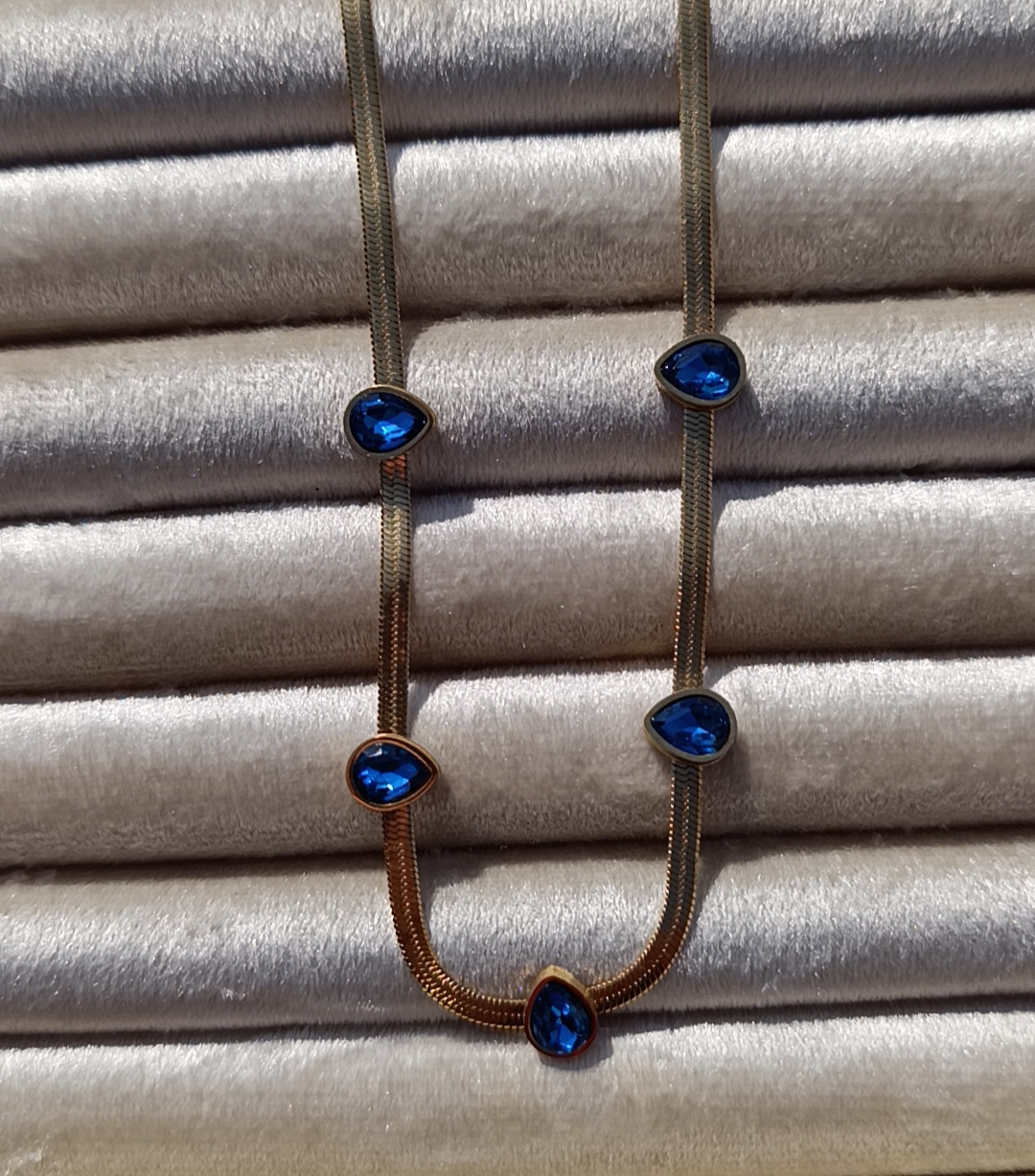 Midnight Azure Herringbone Necklace - Image 2