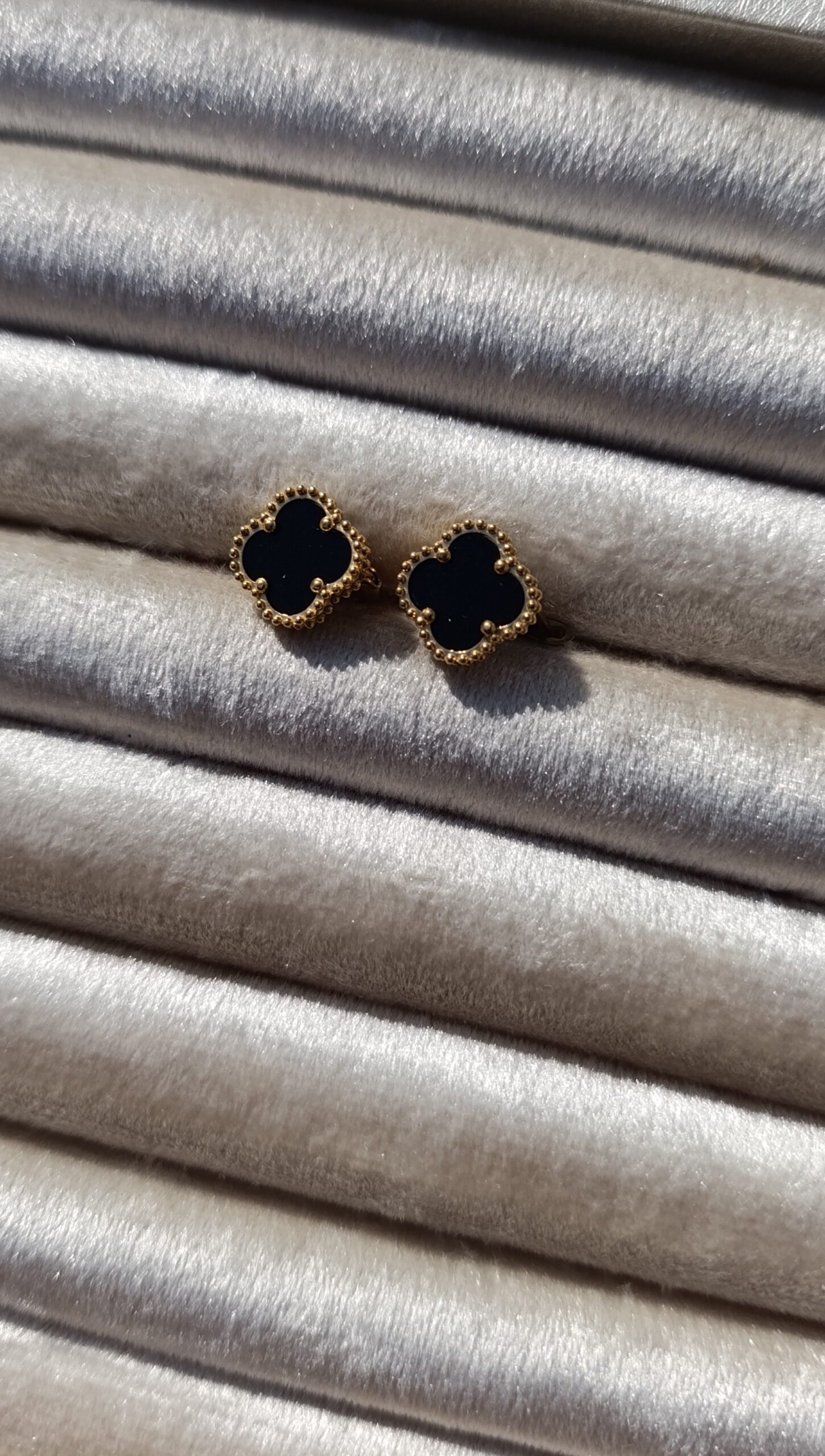 Classic Onyx-Style Clover Studs - Image 2