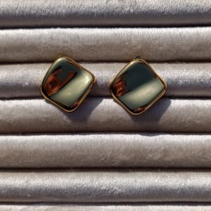 Sculptural Cushion Gold Studs